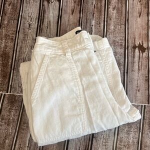 Hollister Women's White Lined Linen Cargo Pants